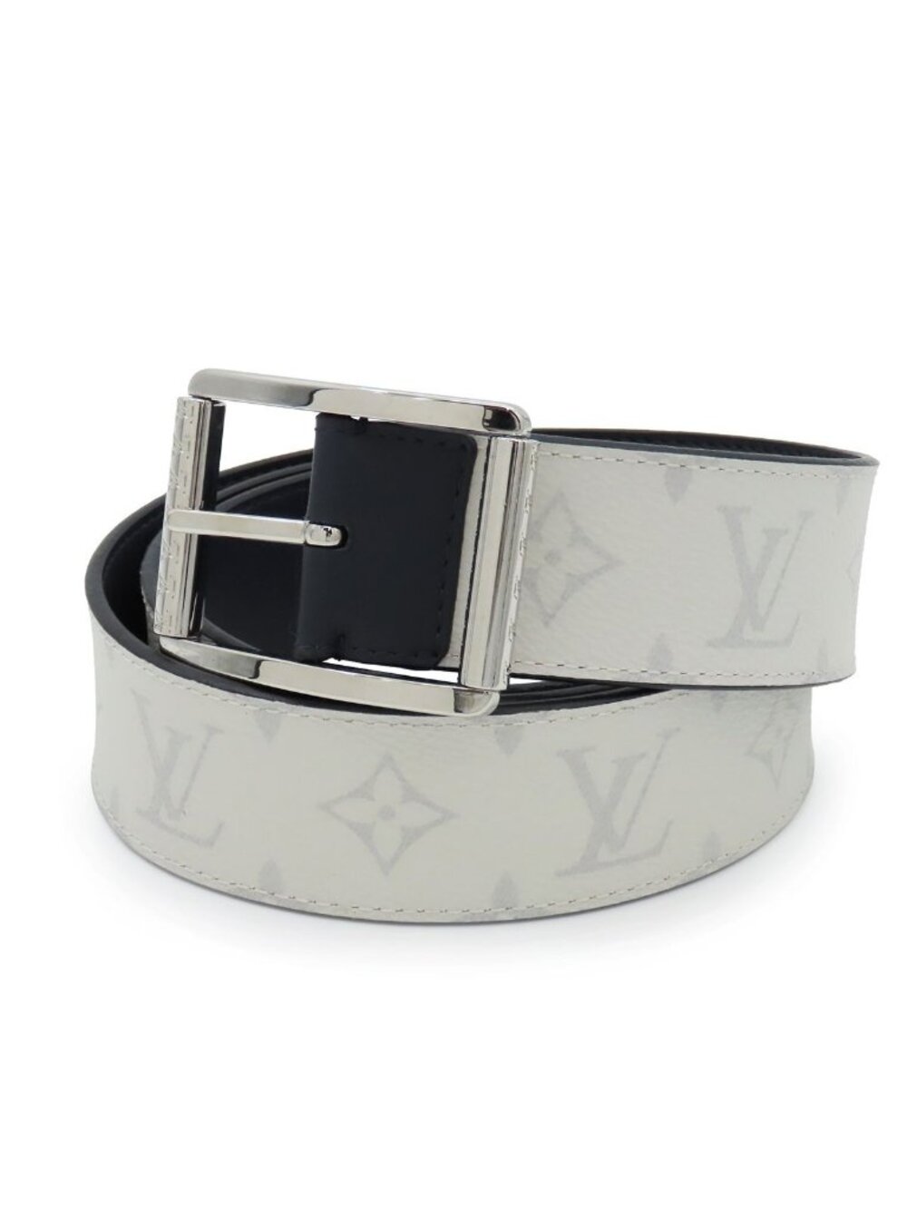 Louis Vuitton Ceinture Reverso White Navy Monogram Canvas Reversible Belt 120/48
